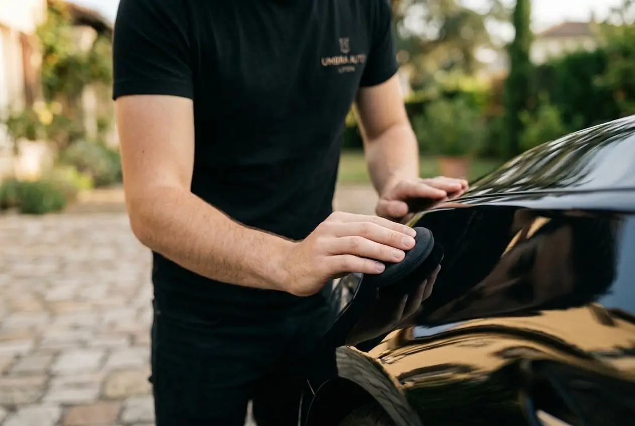 Yassine, détailer professionnel Umbra Auto Lyon, en intervention à domicile